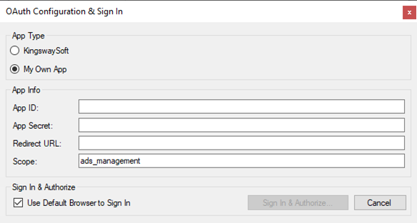 SSIS Facebook Business Connection Manager - OAuth page